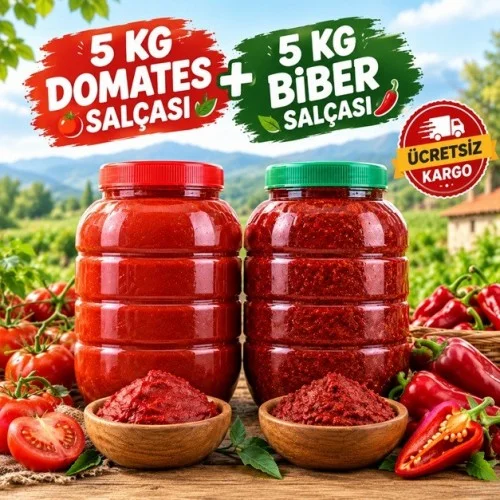 5 Kg Domates + 5 Kg Biber Salçası